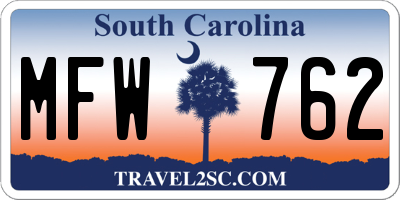 SC license plate MFW762
