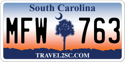 SC license plate MFW763