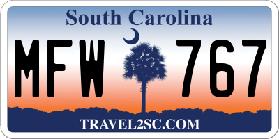 SC license plate MFW767