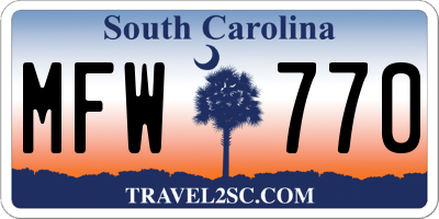 SC license plate MFW770