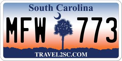 SC license plate MFW773