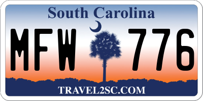 SC license plate MFW776