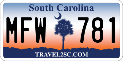 SC license plate MFW781