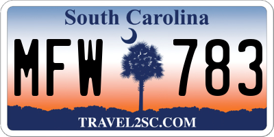 SC license plate MFW783