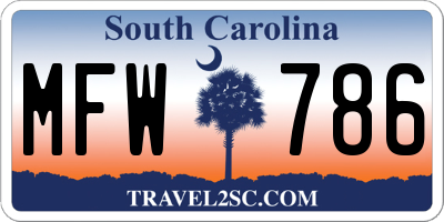 SC license plate MFW786