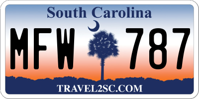 SC license plate MFW787