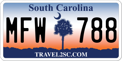 SC license plate MFW788