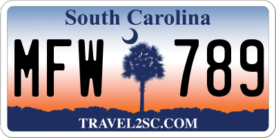 SC license plate MFW789