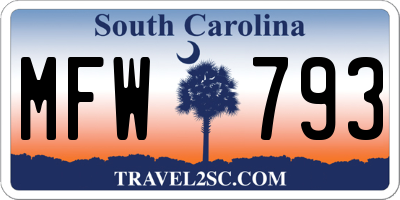 SC license plate MFW793