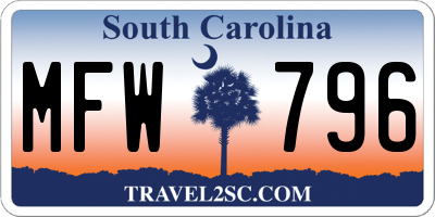 SC license plate MFW796