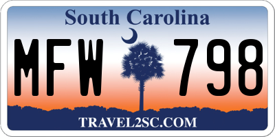 SC license plate MFW798