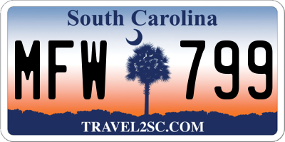SC license plate MFW799