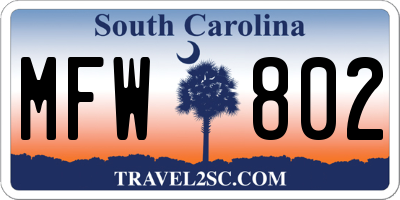 SC license plate MFW802
