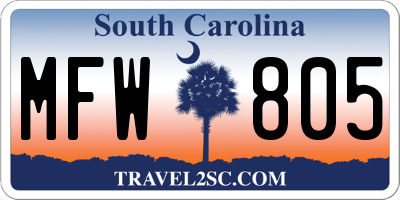 SC license plate MFW805