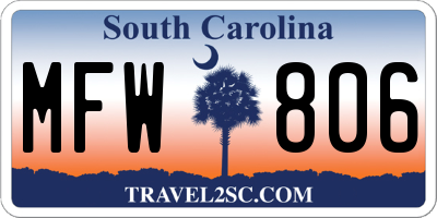 SC license plate MFW806