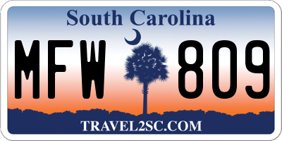 SC license plate MFW809