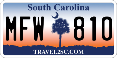 SC license plate MFW810