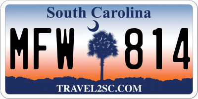 SC license plate MFW814