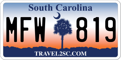 SC license plate MFW819