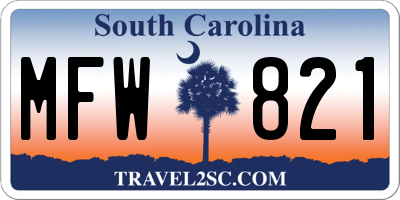 SC license plate MFW821