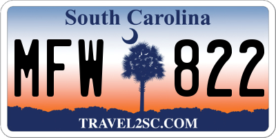 SC license plate MFW822