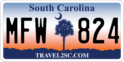 SC license plate MFW824