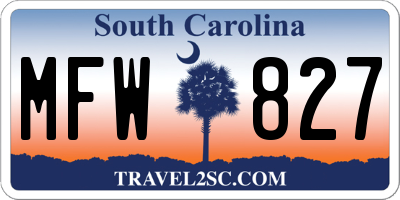 SC license plate MFW827