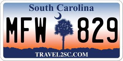 SC license plate MFW829