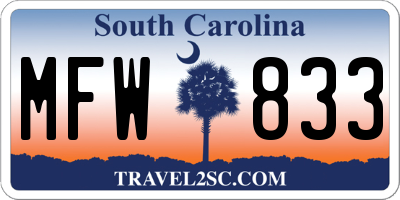 SC license plate MFW833
