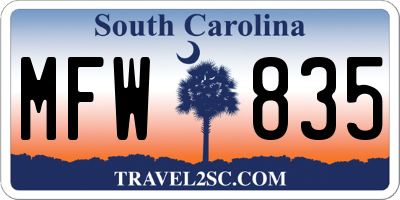SC license plate MFW835