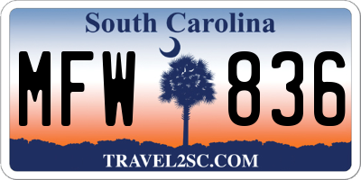 SC license plate MFW836