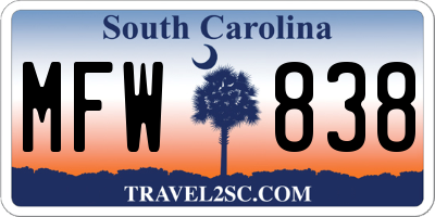 SC license plate MFW838