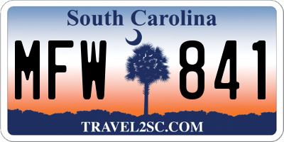 SC license plate MFW841