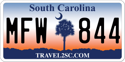 SC license plate MFW844