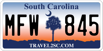 SC license plate MFW845