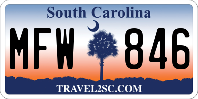 SC license plate MFW846