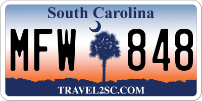 SC license plate MFW848