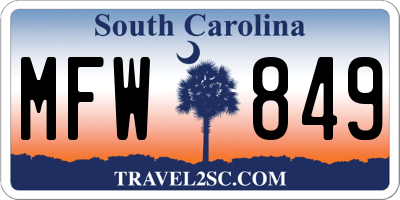 SC license plate MFW849