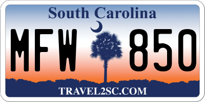 SC license plate MFW850