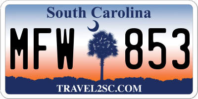 SC license plate MFW853