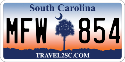 SC license plate MFW854