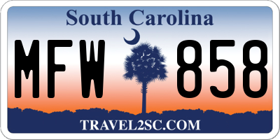SC license plate MFW858