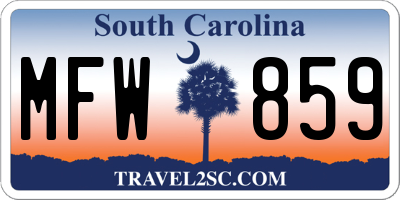 SC license plate MFW859