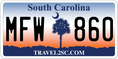 SC license plate MFW860
