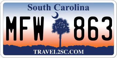 SC license plate MFW863