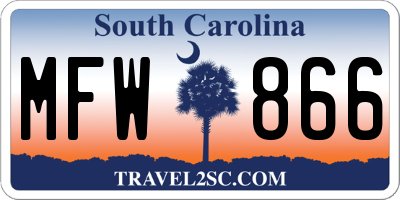 SC license plate MFW866