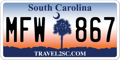 SC license plate MFW867