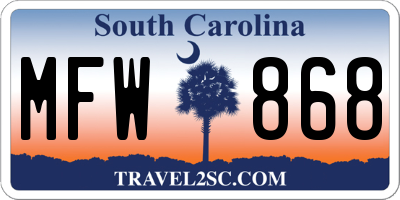 SC license plate MFW868