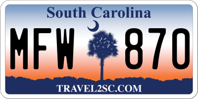 SC license plate MFW870