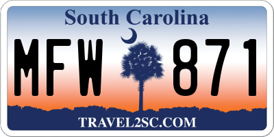 SC license plate MFW871